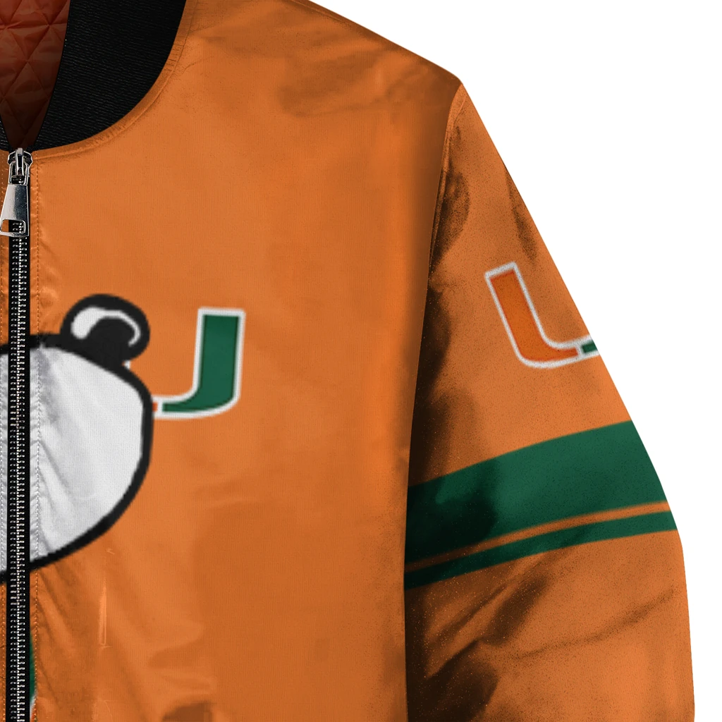 miami hurricanes snoopy attitude orange bomber jacket premium grade miami hurricanes snoopy attitude orange bomber jacket premium grade
