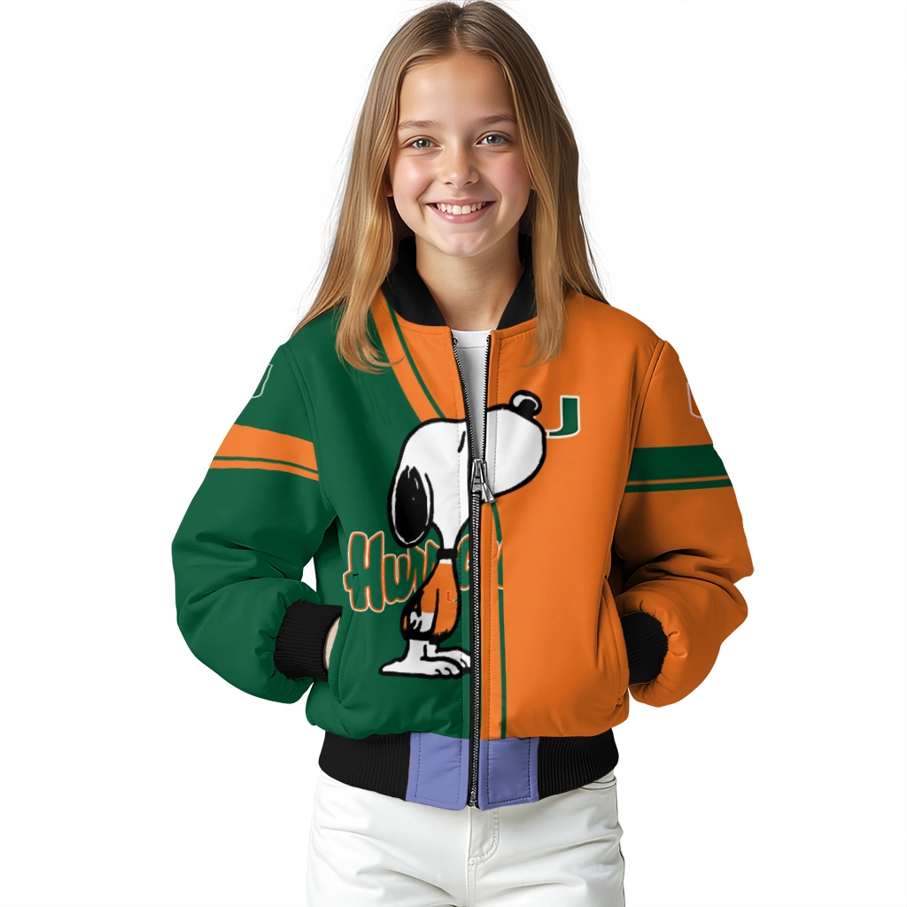 miami hurricanes snoopy attitude orange bomber jacket top rated miami hurricanes snoopy attitude orange bomber jacket top rated