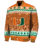 miami hurricanes snowy pines orange varsity jacket best selling