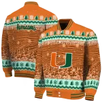 miami hurricanes snowy pines orange varsity jacket best selling