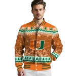 miami hurricanes snowy pines orange varsity jacket best selling