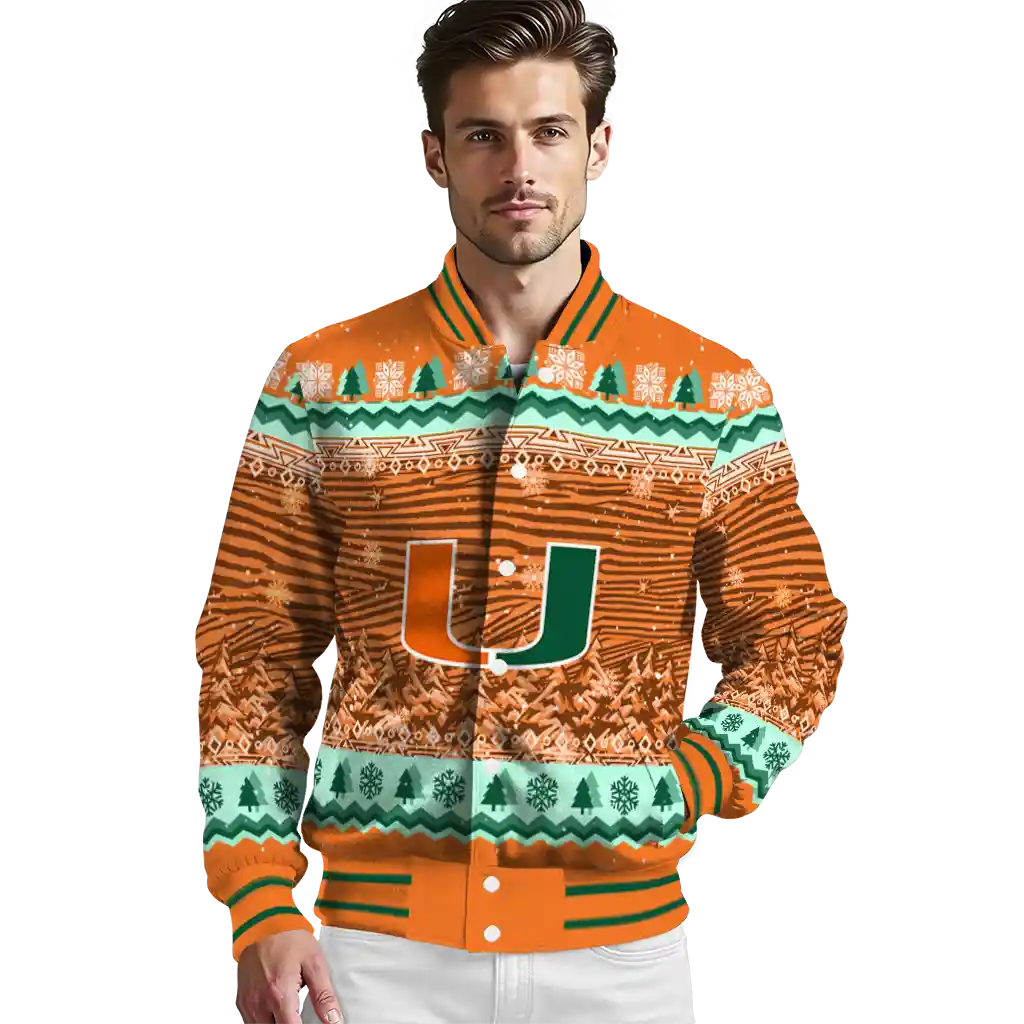miami hurricanes snowy pines orange varsity jacket high quality miami hurricanes snowy pines orange varsity jacket high quality