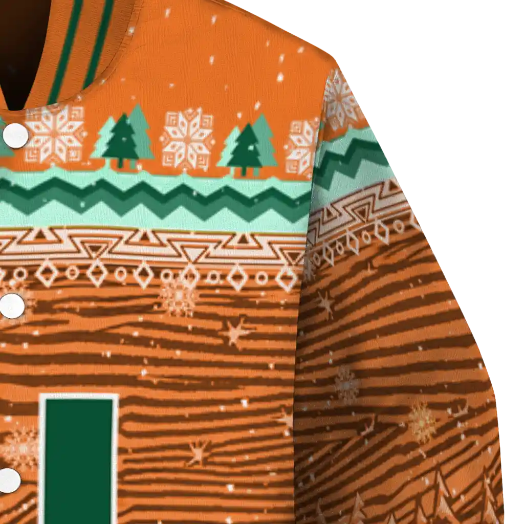 miami hurricanes snowy pines orange varsity jacket premium grade miami hurricanes snowy pines orange varsity jacket premium grade