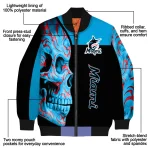 miami marlins fire skull blue black bomber jacket best selling