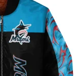 miami marlins fire skull blue black bomber jacket best selling