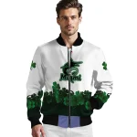 miami marlins four leaf icon white green bomber jacket best selling