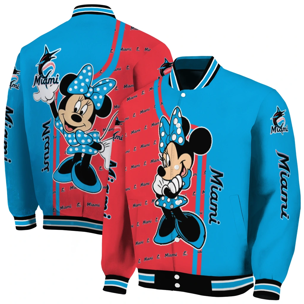 miami marlins minnie mouse blue varsity jacket fashion forward miami marlins minnie mouse blue varsity jacket fashion forward