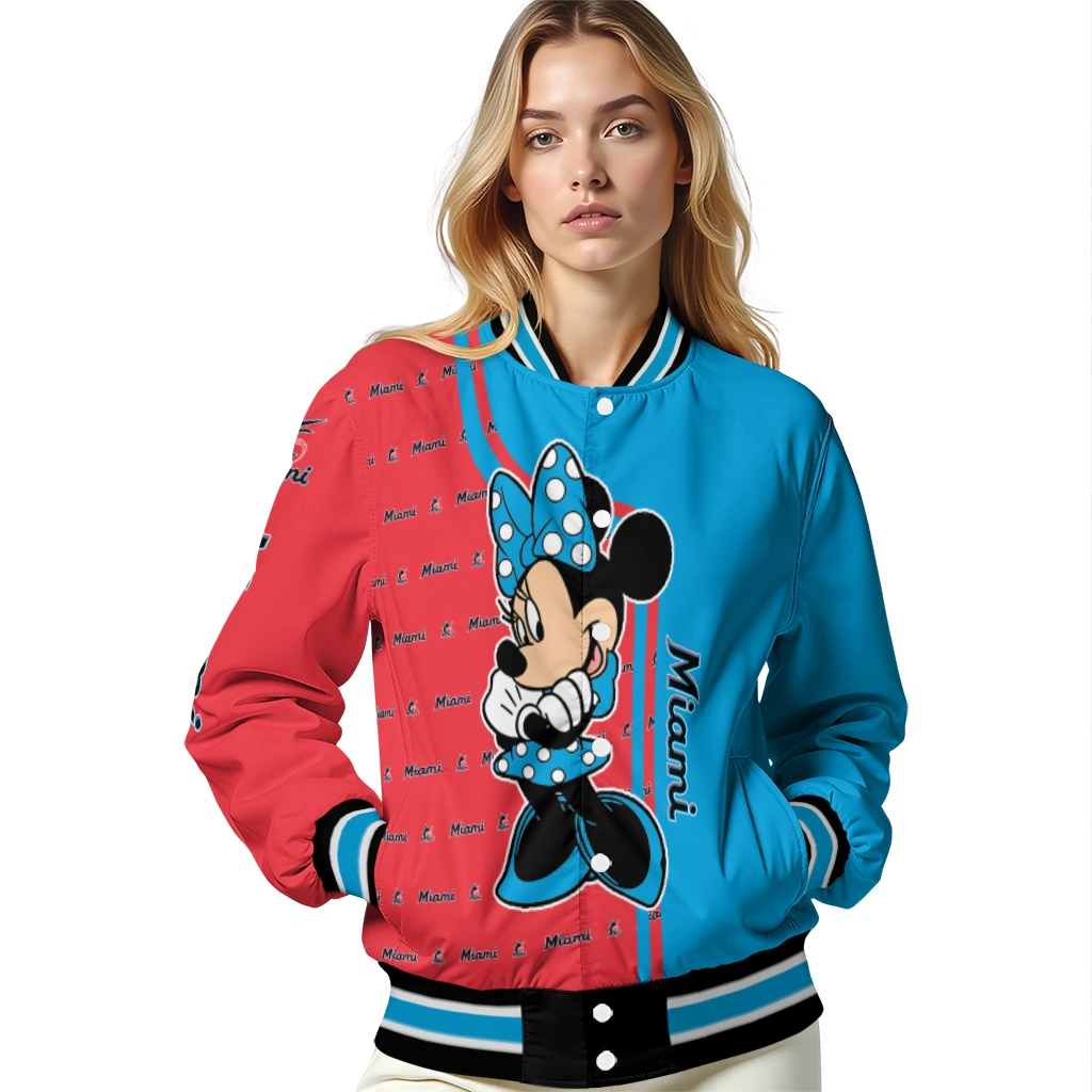 miami marlins minnie mouse blue varsity jacket latest model miami marlins minnie mouse blue varsity jacket latest model