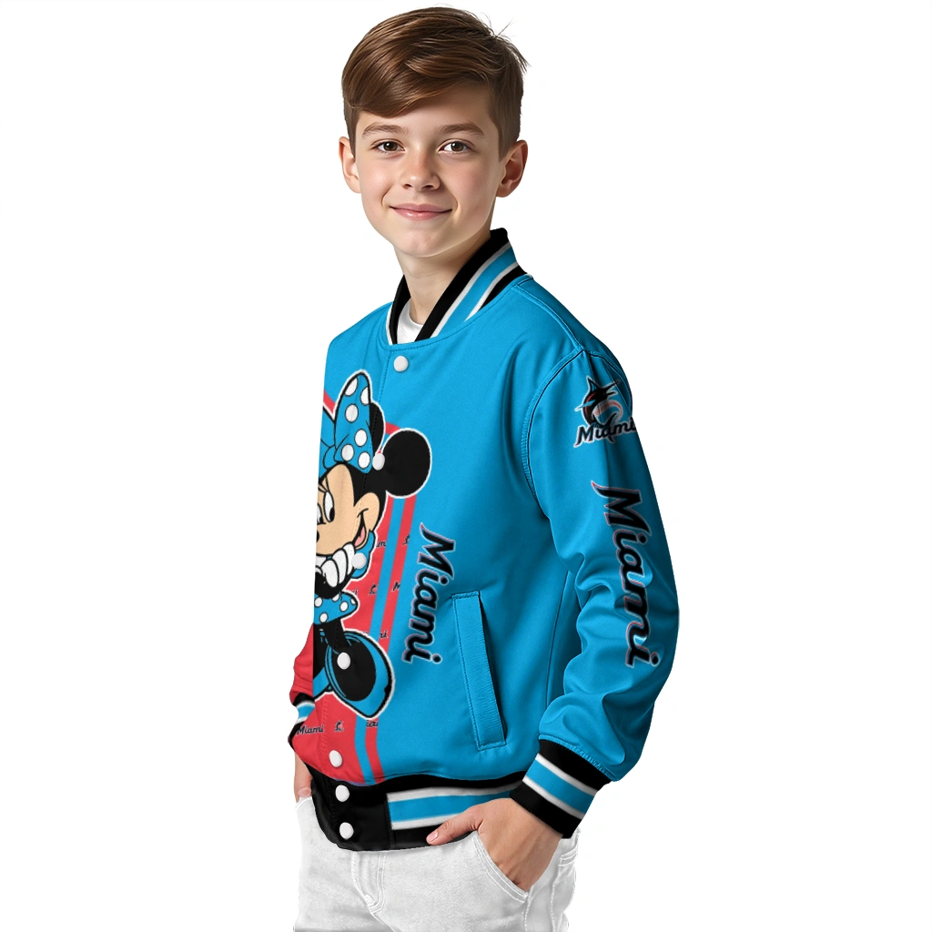 miami marlins minnie mouse blue varsity jacket trendy miami marlins minnie mouse blue varsity jacket trendy