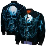 miami marlins skull bite blue black bomber jacket best selling