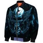 miami marlins skull bite blue black bomber jacket best selling