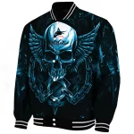 miami marlins skull bite blue black varsity jacket best selling