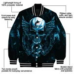 miami marlins skull bite blue black varsity jacket best selling