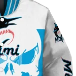 miami marlins skull outline blue white varsity jacket best selling