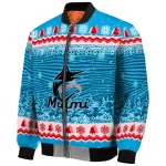 miami marlins snowy pines blue bomber jacket best selling