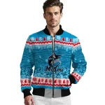 miami marlins snowy pines blue bomber jacket best selling