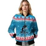 miami marlins snowy pines blue bomber jacket best selling