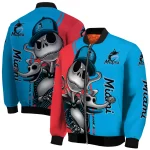 miami marlins spooky grin blue bomber jacket best selling