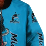 miami marlins spooky grin blue bomber jacket best selling