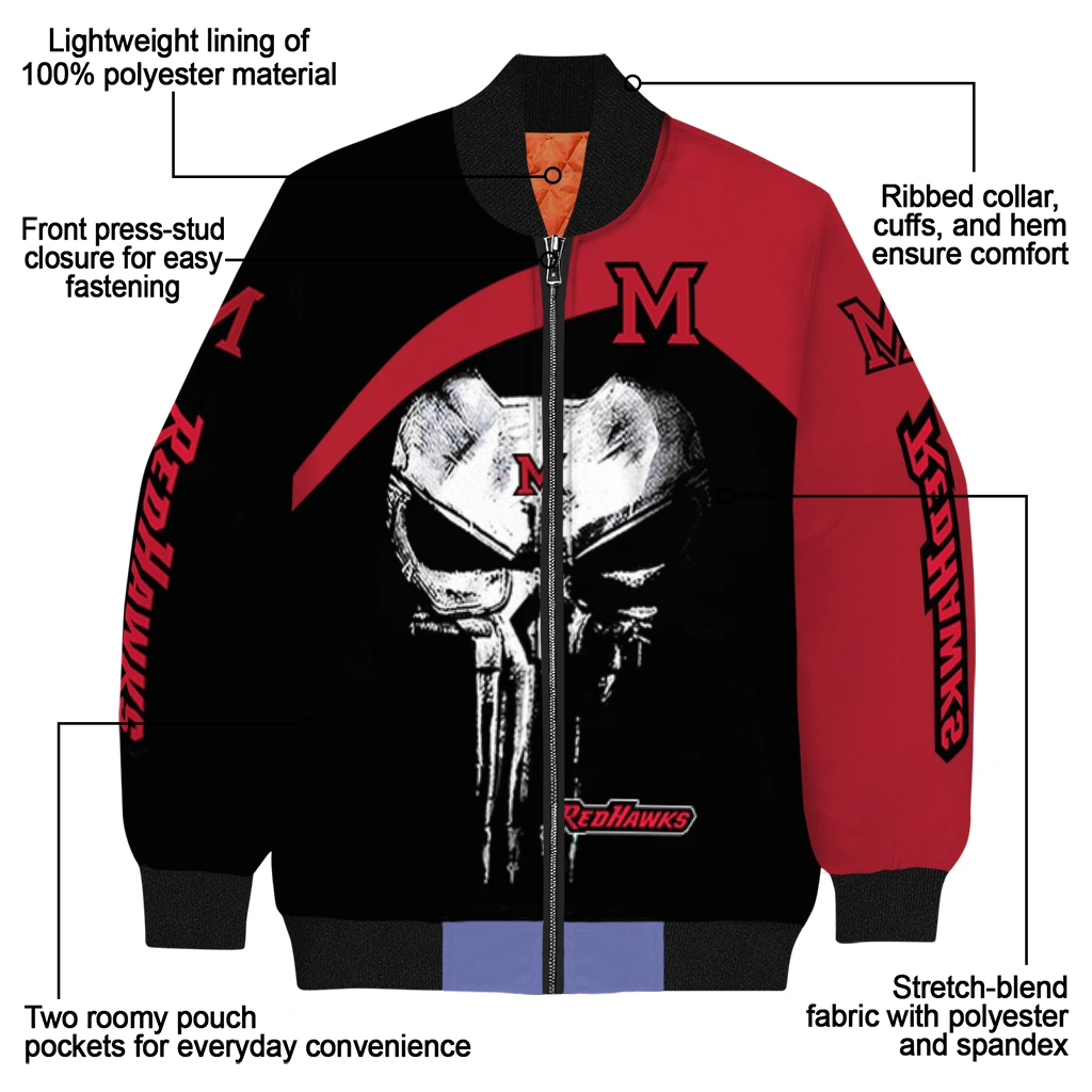 miami redhawks edgy mask red black bomber jacket new arrival miami redhawks edgy mask red black bomber jacket new arrival