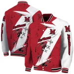 miami redhawks ripped bolt red white varsity jacket best selling