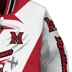 miami redhawks ripped bolt red white varsity jacket best selling