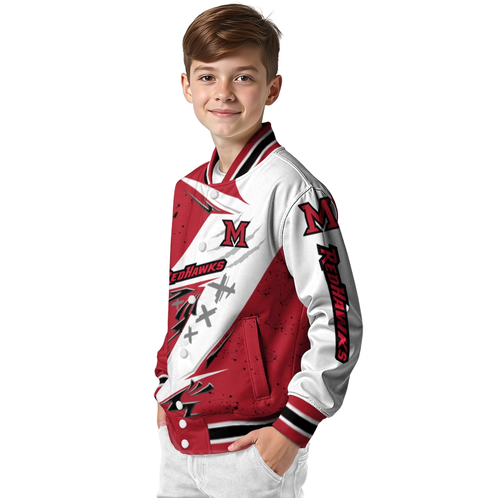 miami redhawks ripped bolt red white varsity jacket trendy miami redhawks ripped bolt red white varsity jacket trendy
