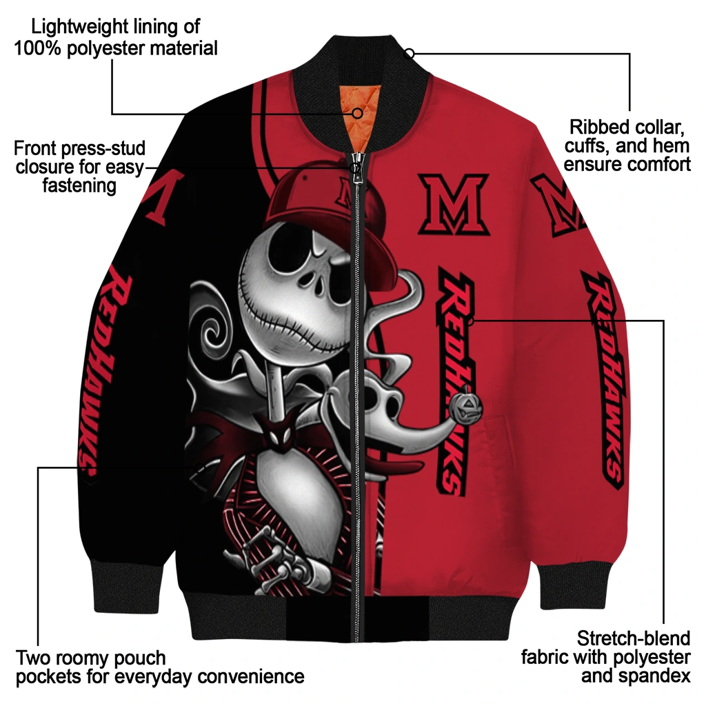 miami redhawks spooky grin red bomber jacket new arrival miami redhawks spooky grin red bomber jacket new arrival