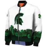 michigan state spartans clovers pattern white green bomber jacket best selling