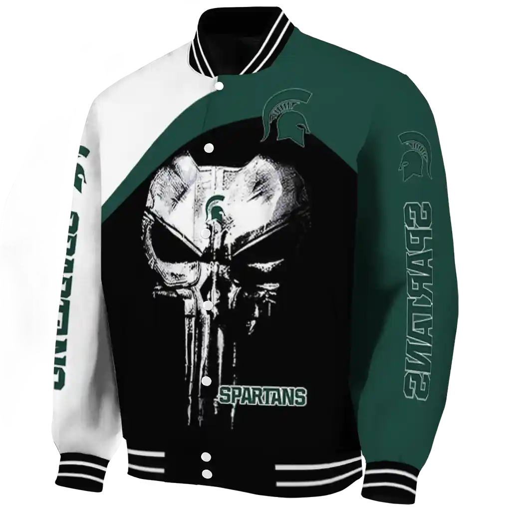 michigan state spartans edgy mask green black varsity jacket best selling michigan state spartans edgy mask green black varsity jacket best selling