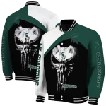 michigan state spartans edgy mask green black varsity jacket best selling