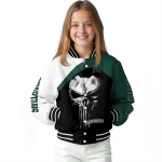 michigan state spartans edgy mask green black varsity jacket best selling