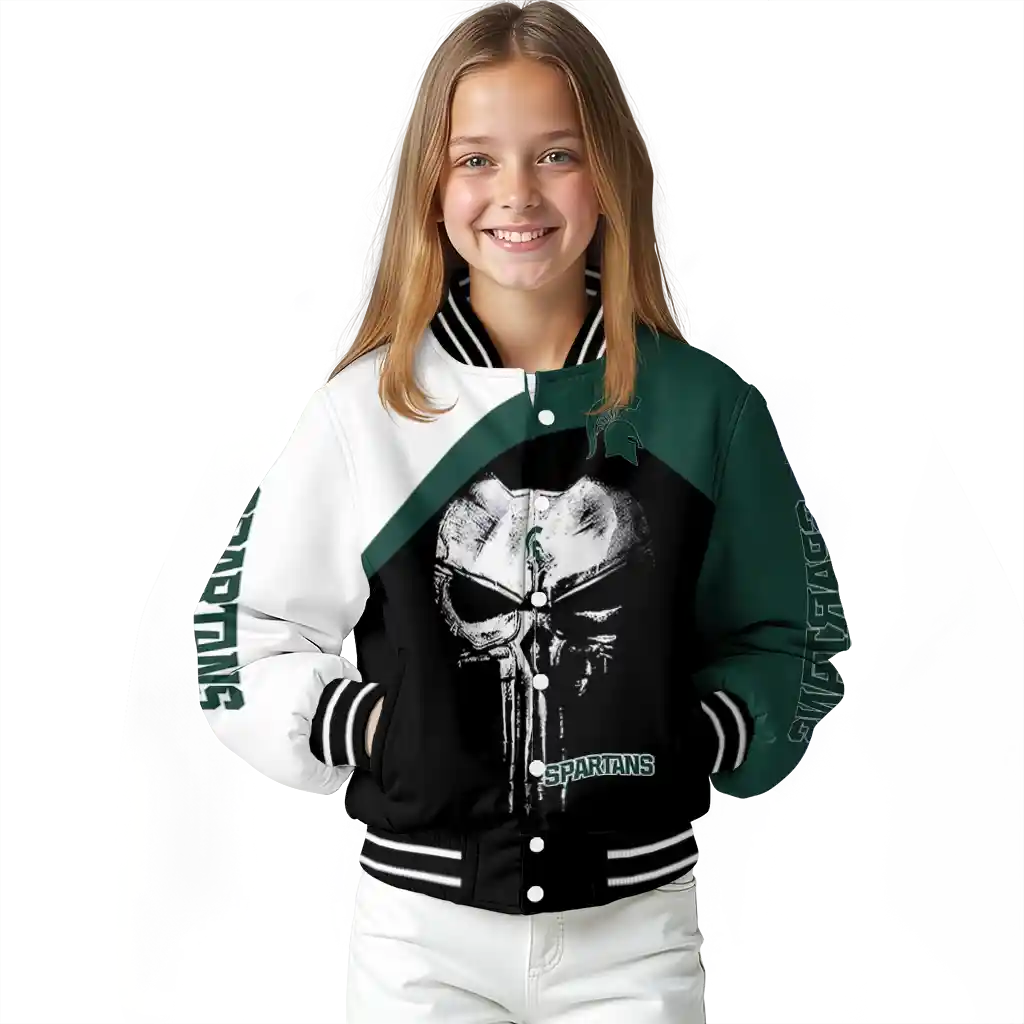 michigan state spartans edgy mask green black varsity jacket top rated michigan state spartans edgy mask green black varsity jacket top rated