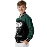 michigan state spartans edgy mask green black varsity jacket best selling