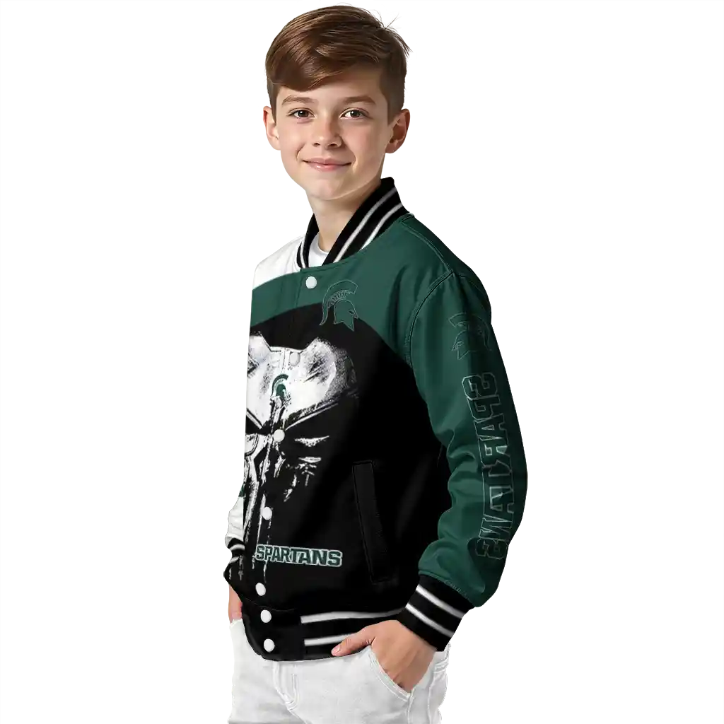 michigan state spartans edgy mask green black varsity jacket trendy michigan state spartans edgy mask green black varsity jacket trendy