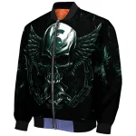 michigan state spartans skull bite green black bomber jacket best selling