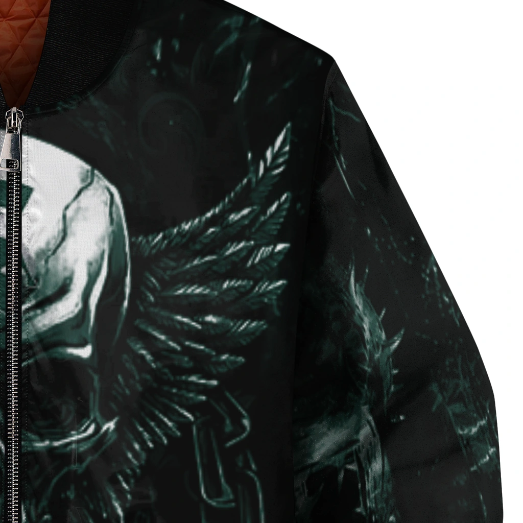 michigan state spartans skull bite green black bomber jacket premium grade michigan state spartans skull bite green black bomber jacket premium grade