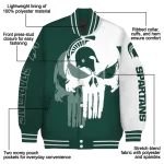 michigan state spartans skull outline green white varsity jacket best selling