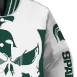 michigan state spartans skull outline green white varsity jacket best selling