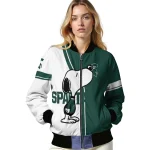 michigan state spartans snoopy attitude green bomber jacket best selling