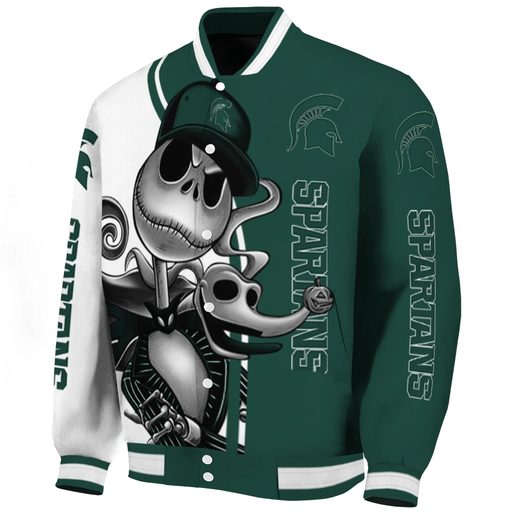 michigan state spartans spooky grin green varsity jacket best selling michigan state spartans spooky grin green varsity jacket best selling