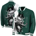 michigan state spartans spooky grin green varsity jacket best selling
