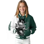 michigan state spartans spooky grin green varsity jacket best selling