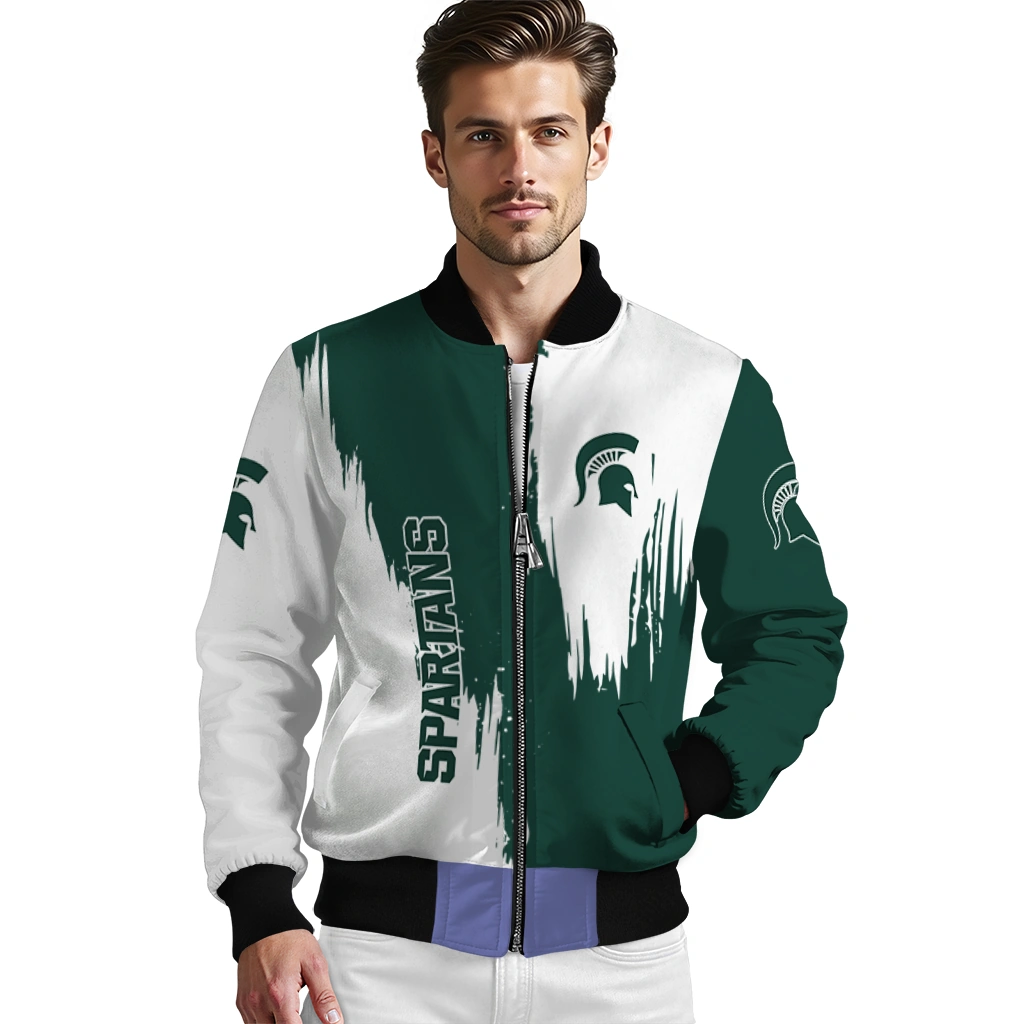 michigan state spartans urban mark green bomber jacket high quality michigan state spartans urban mark green bomber jacket high quality