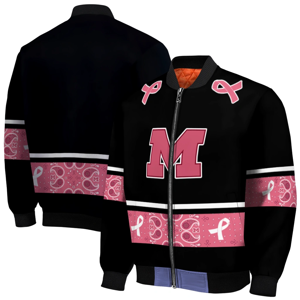 michigan wolverines pink ribbon black pink bomber jacket best selling michigan wolverines pink ribbon black pink bomber jacket best selling