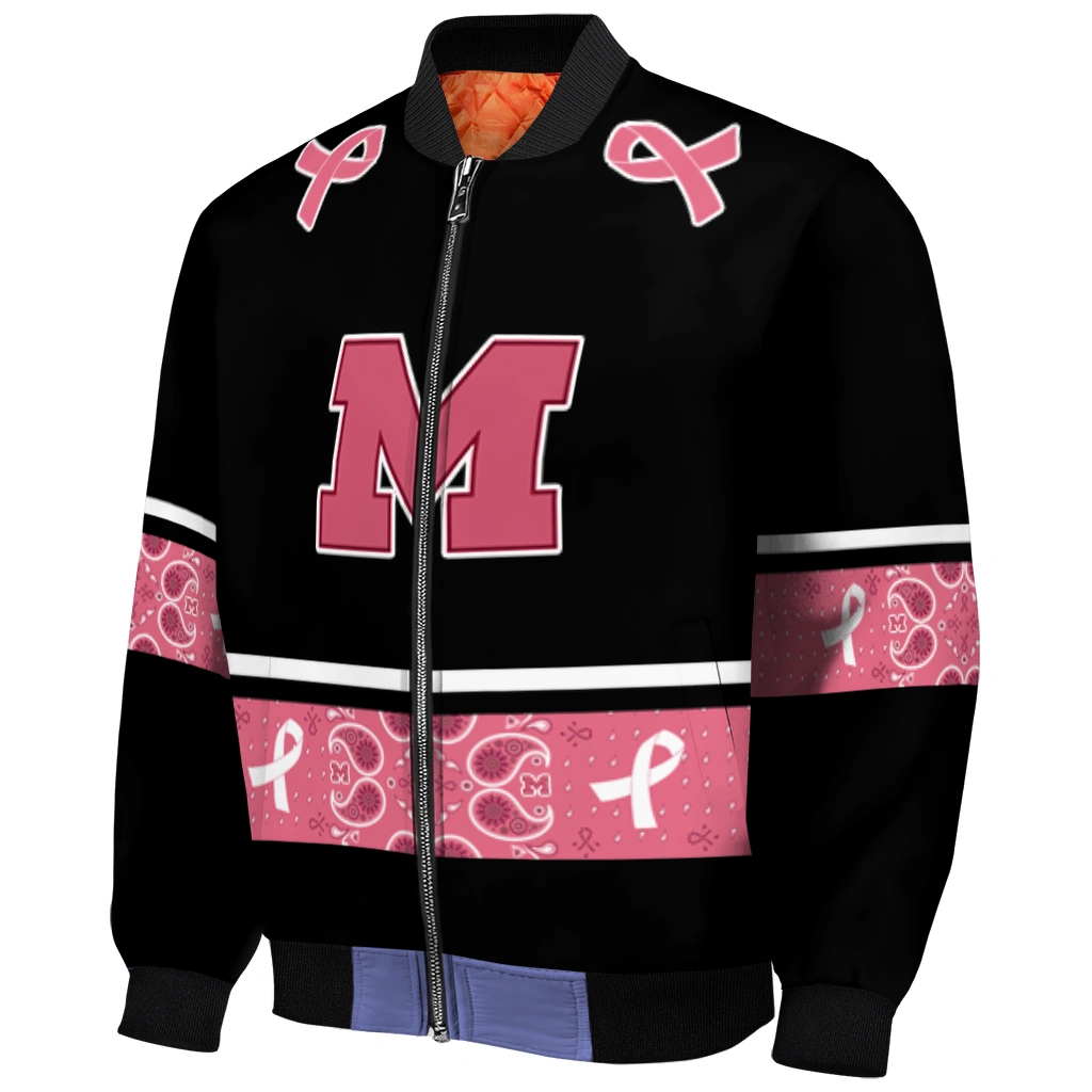 michigan wolverines pink ribbon black pink bomber jacket fashion forward michigan wolverines pink ribbon black pink bomber jacket fashion forward