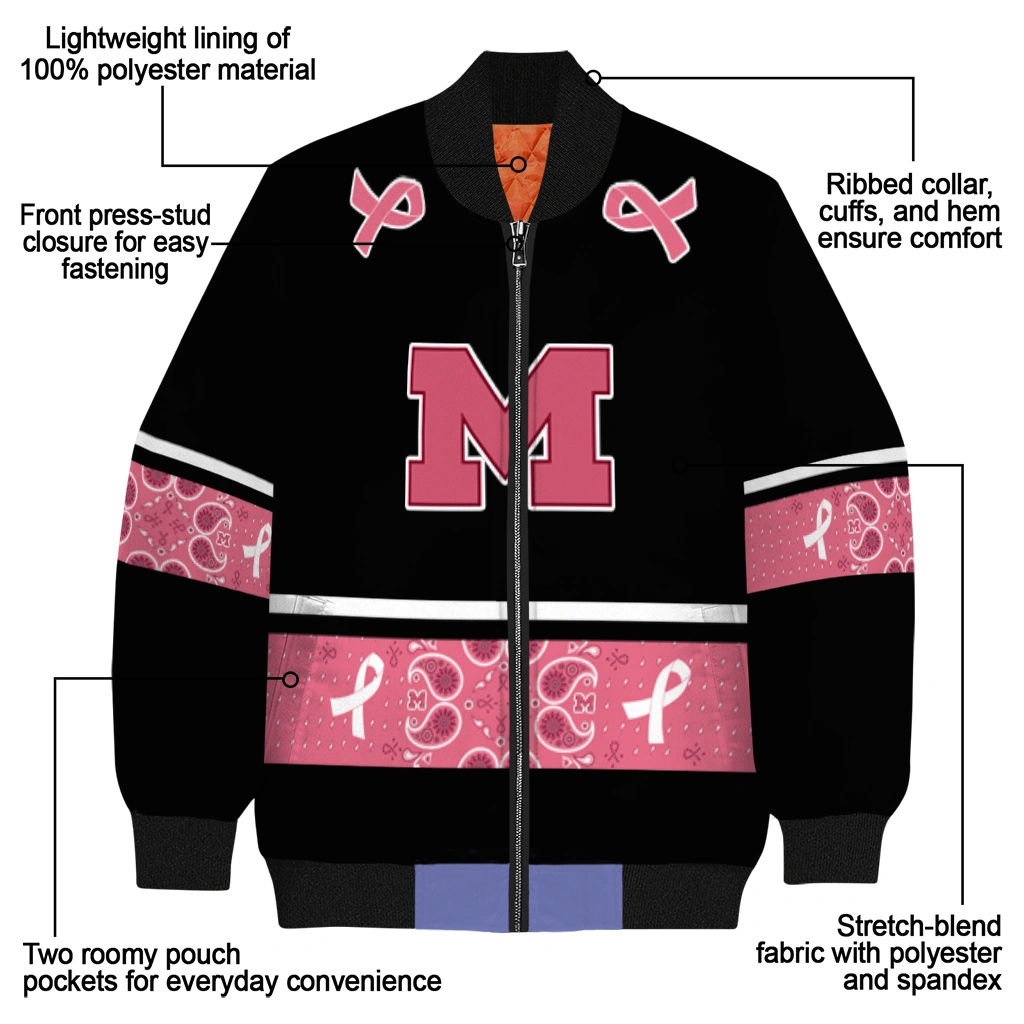 michigan wolverines pink ribbon black pink bomber jacket new arrival michigan wolverines pink ribbon black pink bomber jacket new arrival