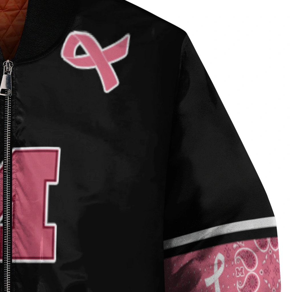 michigan wolverines pink ribbon black pink bomber jacket premium grade michigan wolverines pink ribbon black pink bomber jacket premium grade