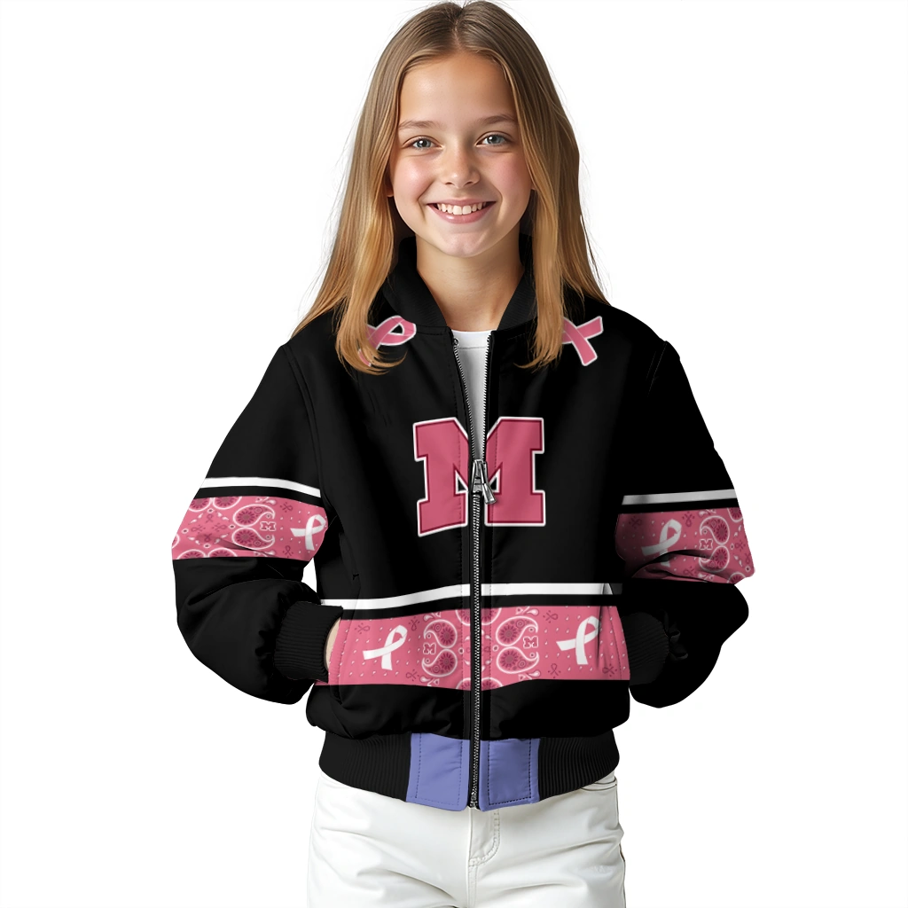 michigan wolverines pink ribbon black pink bomber jacket top rated michigan wolverines pink ribbon black pink bomber jacket top rated