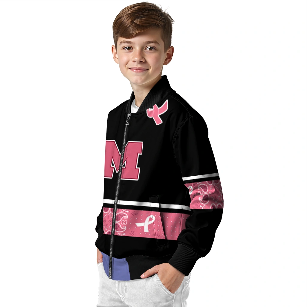 michigan wolverines pink ribbon black pink bomber jacket trendy michigan wolverines pink ribbon black pink bomber jacket trendy